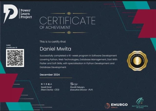 Python Programming & Database Design and Management certificate